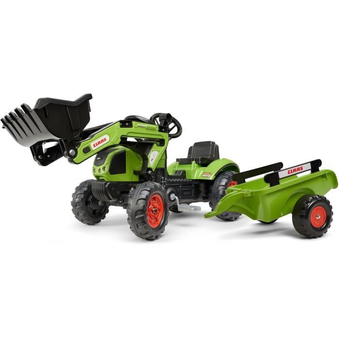 CLAAS Arion 410 backhoe loader with trailer