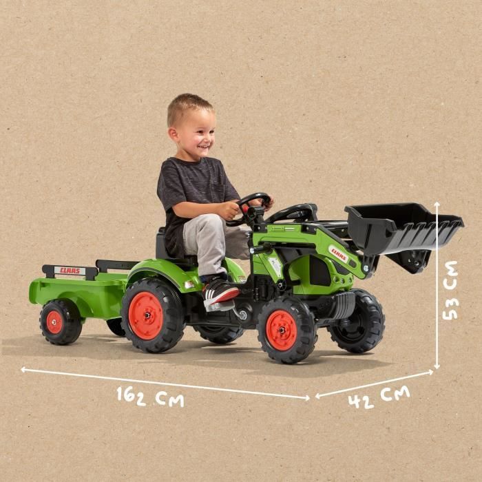 CLAAS Arion 410 backhoe loader with trailer