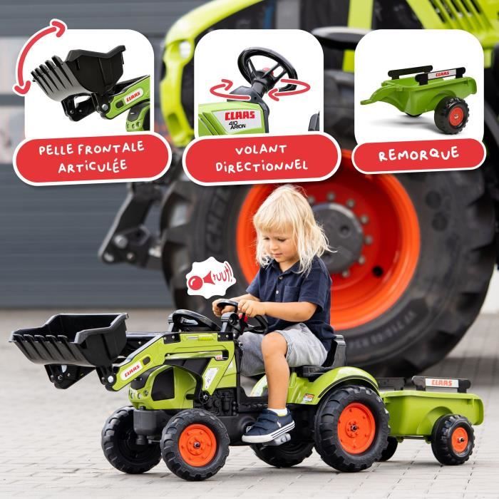 CLAAS Arion 410 backhoe loader with trailer