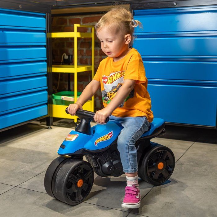 Balance Bike - Large Wheels - FALK - Hot Wheels Moto Racing - Recycled Plastic - Steerable Handlebars - Blue