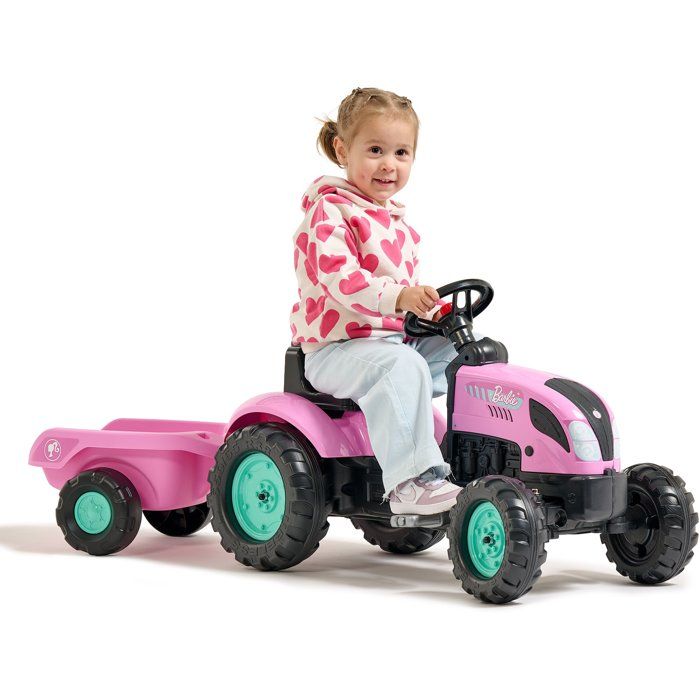Pedal Tractor - FALK - Barbie - Includes trailer - Customizable license plate - Ages 2 and up