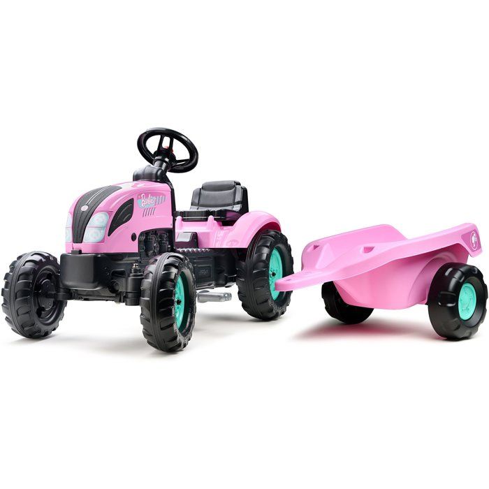 Pedal Tractor - FALK - Barbie - Includes trailer - Customizable license plate - Ages 2 and up