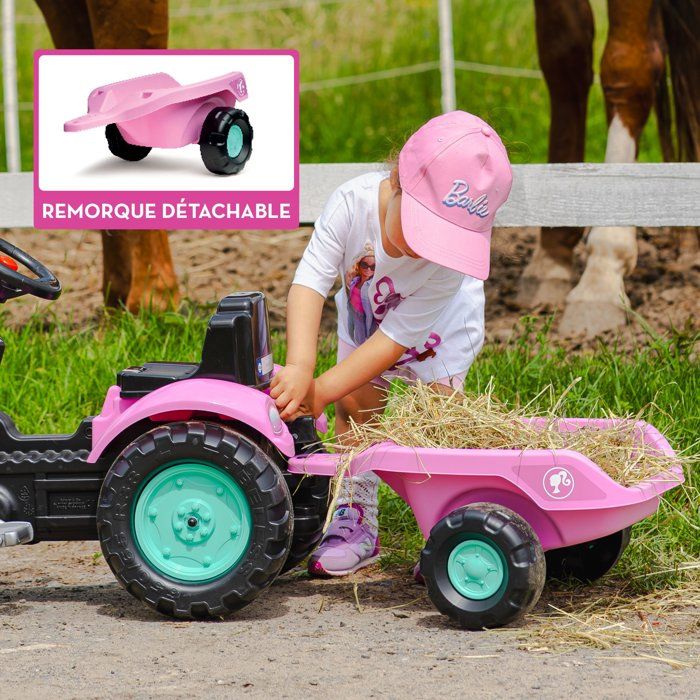 Pedal Tractor - FALK - Barbie - Includes trailer - Customizable license plate - Ages 2 and up