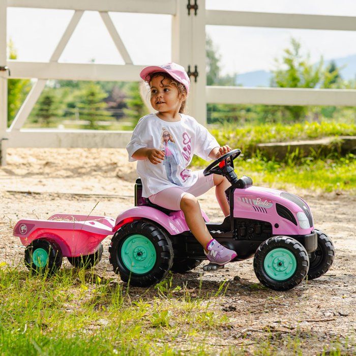 Pedal Tractor - FALK - Barbie - Includes trailer - Customizable license plate - Ages 2 and up