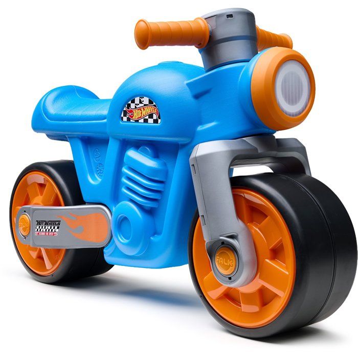 Balance Bike - Large, Quiet Wheels - FALK - Hot Wheels Retro Motorcycle - Recycled Plastic - Vintage - Blue