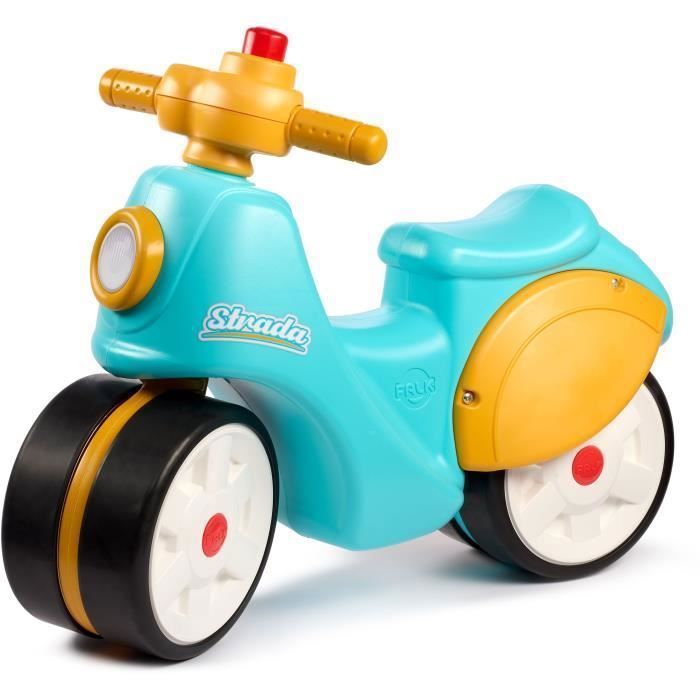 FALK - Strada toddler scooter - silent wheels, directional handlebar with horn - Blue and Yellow