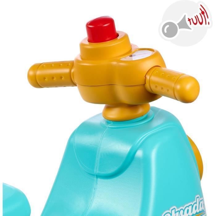 FALK - Strada toddler scooter - silent wheels, directional handlebar with horn - Blue and Yellow