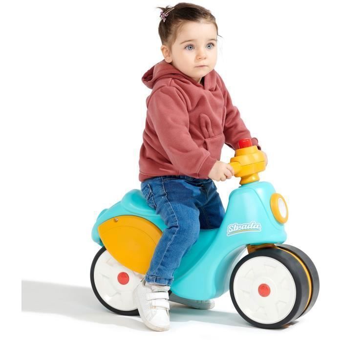 FALK - Strada toddler scooter - silent wheels, directional handlebar with horn - Blue and Yellow