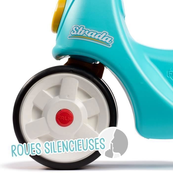 FALK - Strada toddler scooter - silent wheels, directional handlebar with horn - Blue and Yellow