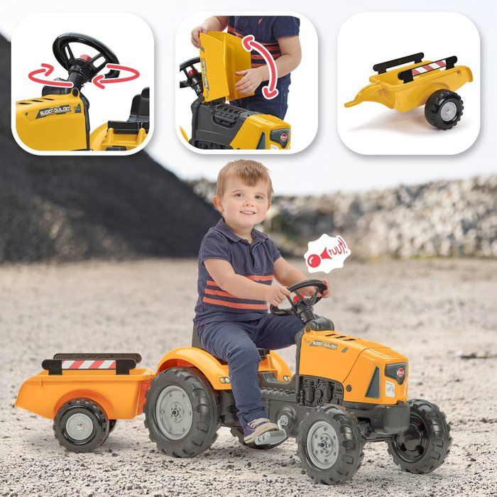 FALK SuperBuilder pedal tractor - opening hood and trailer - from 2 to 5 years