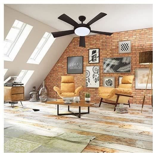 Wallis Black - Ø132cm ceiling fan 38W + LED lighting