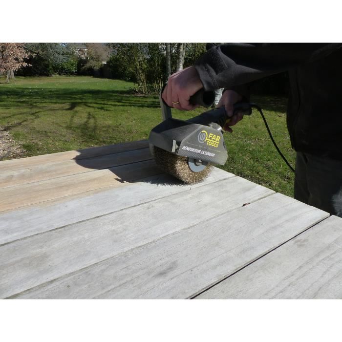 Fartools - Rex120c renovator + Abrasive Lanieres brush and synthetic fiber - for wood and metal - flat or complex surfaces