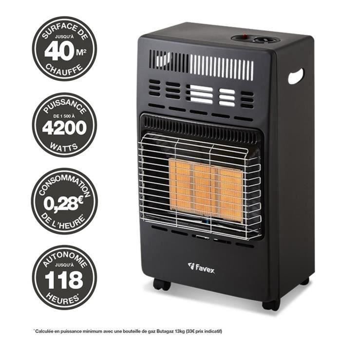 KERN infrared auxiliary heating with butane gas - Piezo ignition - Heating surface up to 40 m² - 3 power levels