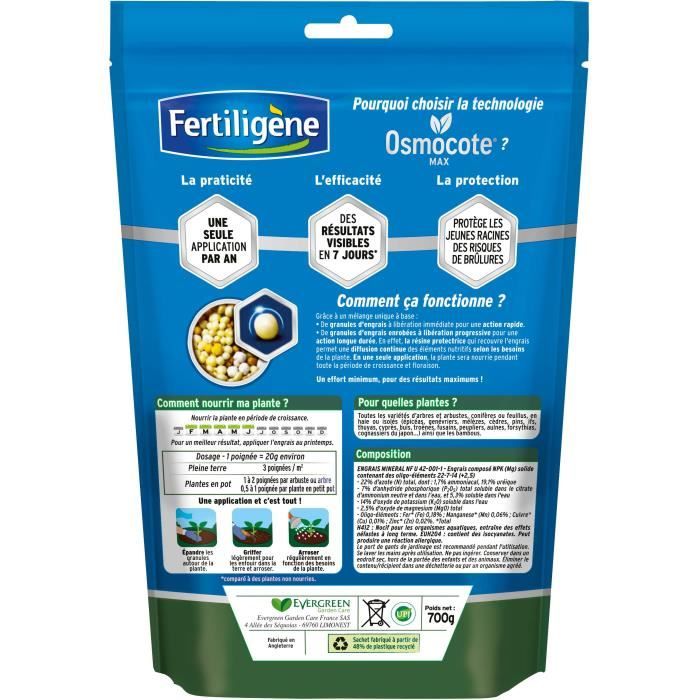 Fertiligene - Long -term fertilizer osmocote max shrubs, boxwood, conifers, hedges 700g