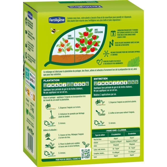 FERTILIGENE FCOSAN3 - Horn and Blood Fertilizer 3 kg - Fast and long-lasting action - Nourishes for up to 3 months - Up to 60m² fertilized
