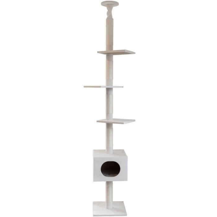 KERBL - FERDI Cat Tree - 38 x 38 x 240 to 260 cm - White - Sisal