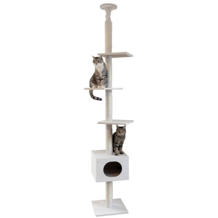 KERBL - FERDI Cat Tree - 38 x 38 x 240 to 260 cm - White - Sisal