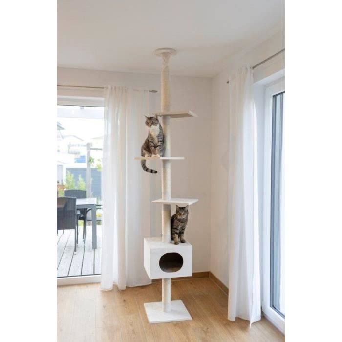 KERBL - FERDI Cat Tree - 38 x 38 x 240 to 260 cm - White - Sisal