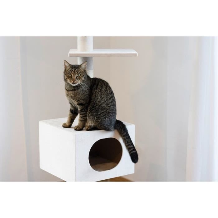 KERBL - FERDI Cat Tree - 38 x 38 x 240 to 260 cm - White - Sisal