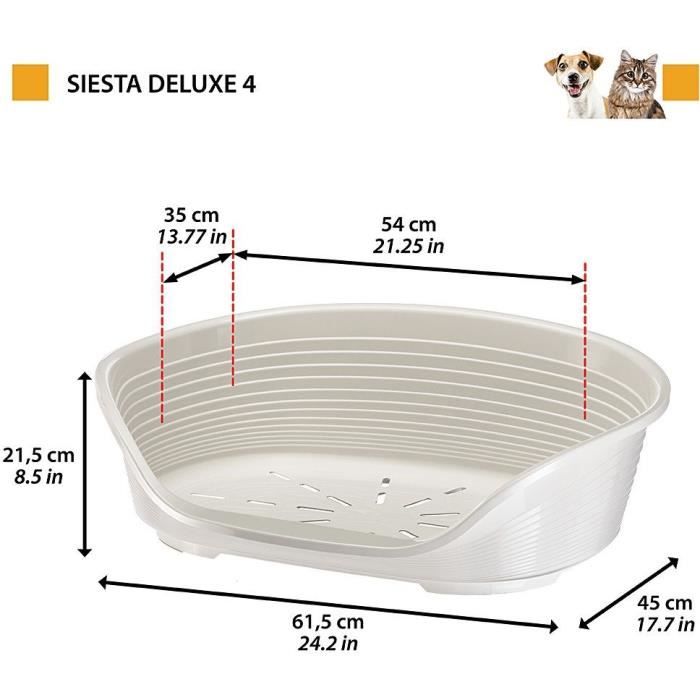 Basket - FERPLAST - SIESTA DELUXE 4 - Bordeaux - Oval - Interior - Non-slip