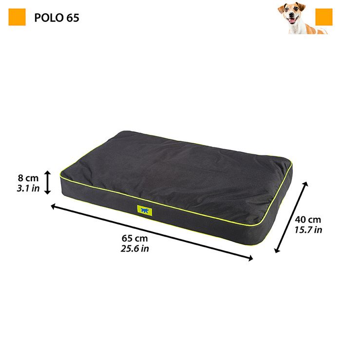 Dog cushion - Ferplast - Polo - Black - 65 x 40 x 8 cm - Waterproof and removable cover