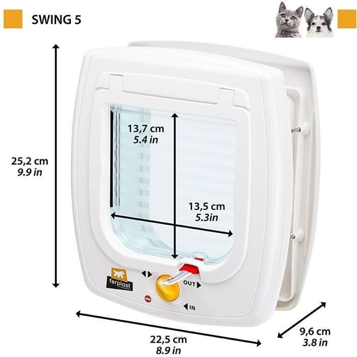 Cat flap - FERPLAST - Swing 5 - 22.5 x 16.2 x 25.2 cm - Gray