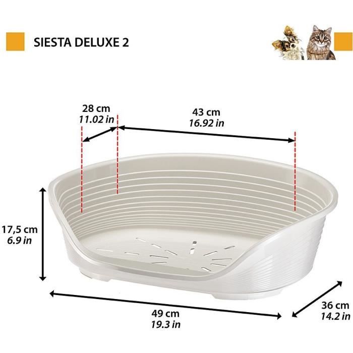 SIESTA DELUXE Basket Size 2 - 49*36*17.5 cm - Light Grey - FERPLAST