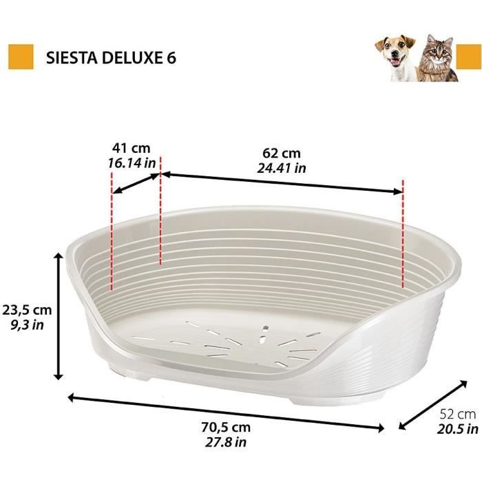 SIESTA DELUXE Basket Size 6 - 70.5*52*23 cm - Light Grey - FERPLAST