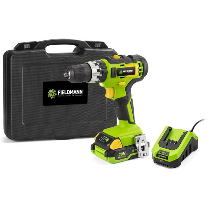 Cordless impact drill - FIELDMANN - 20V - 2Ah battery - 35 Nm - Quick charger and case included
