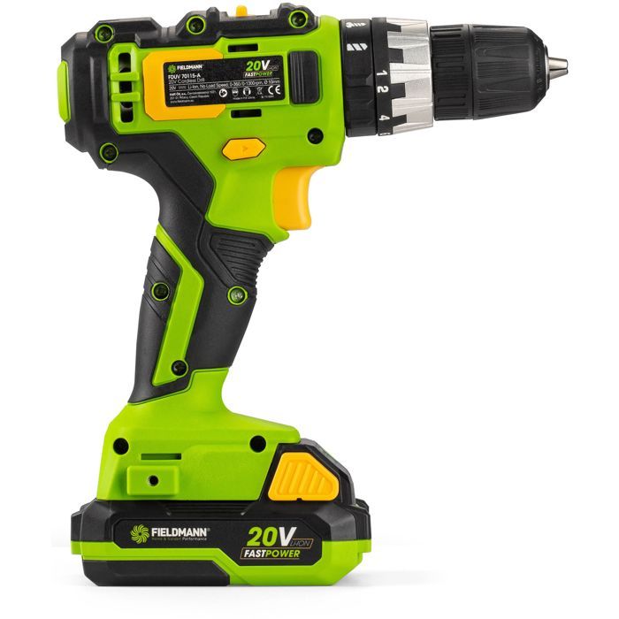 Cordless impact drill - FIELDMANN - 20V - 2Ah battery - 35 Nm - Quick charger and case included