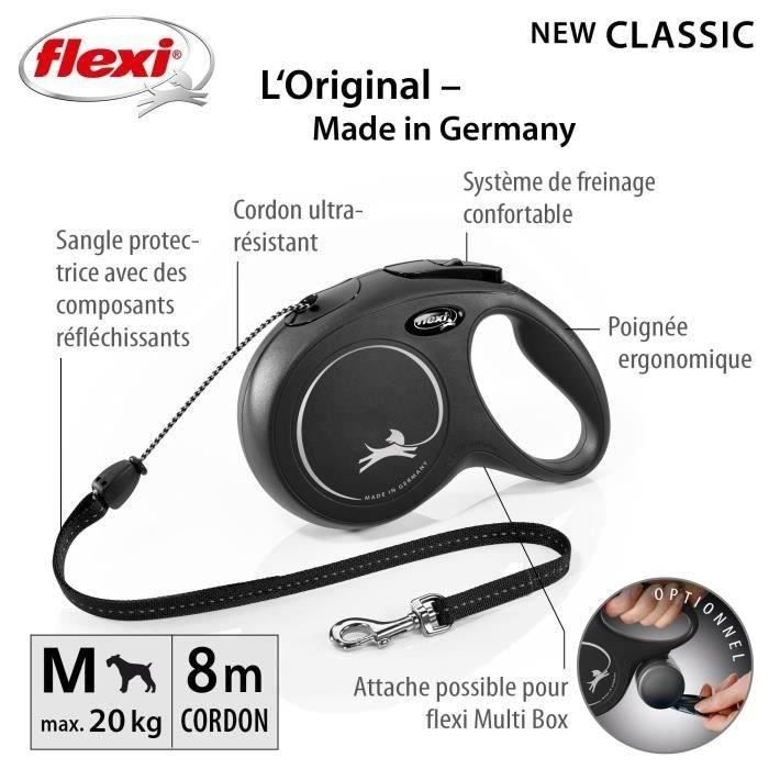 Flexi Newclassic Black, Size M, 8m, Max.20kg