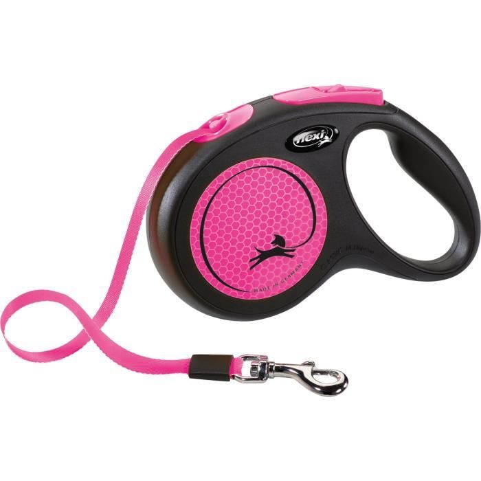 Leash strap - TRIXIE - 209326 - flexi New NEON - 5 m - Neon pink