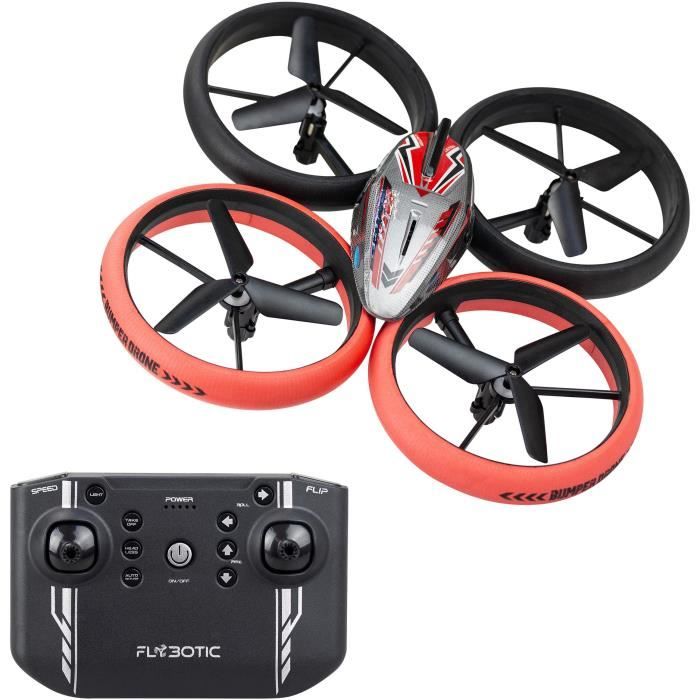 Remote Controlled Drone - FLYBOTIC - Bumper Drone Bed - 17 cm - red and black - from 8 years old