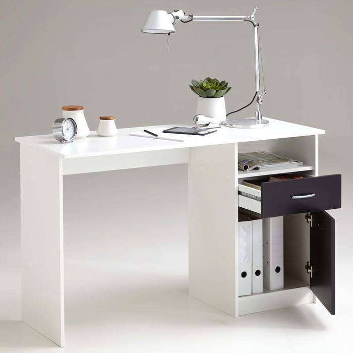 JACKSON Desk - White P/black decor - L123 x H76.5 x D50 cm - Made in Germany