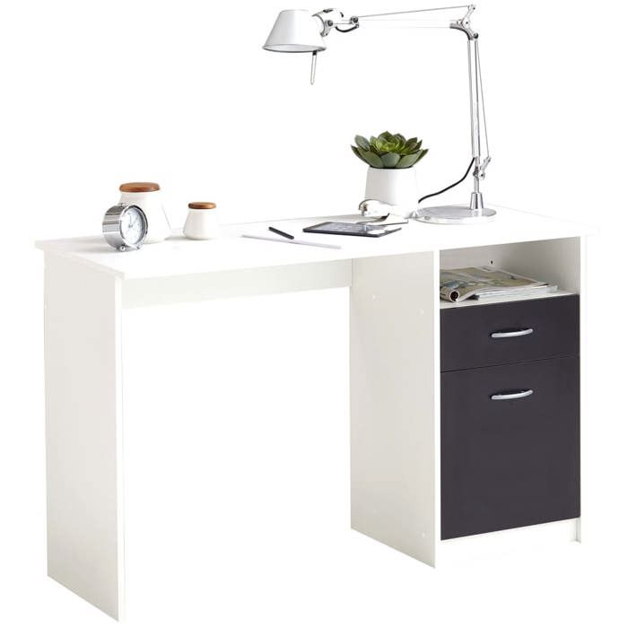 JACKSON Desk - White P/black decor - L123 x H76.5 x D50 cm - Made in Germany