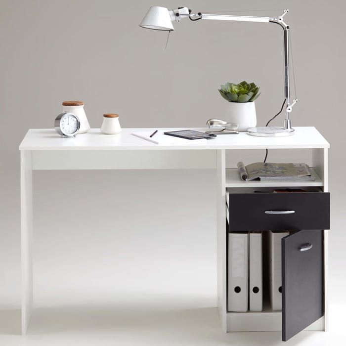 JACKSON Desk - White P/black decor - L123 x H76.5 x D50 cm - Made in Germany