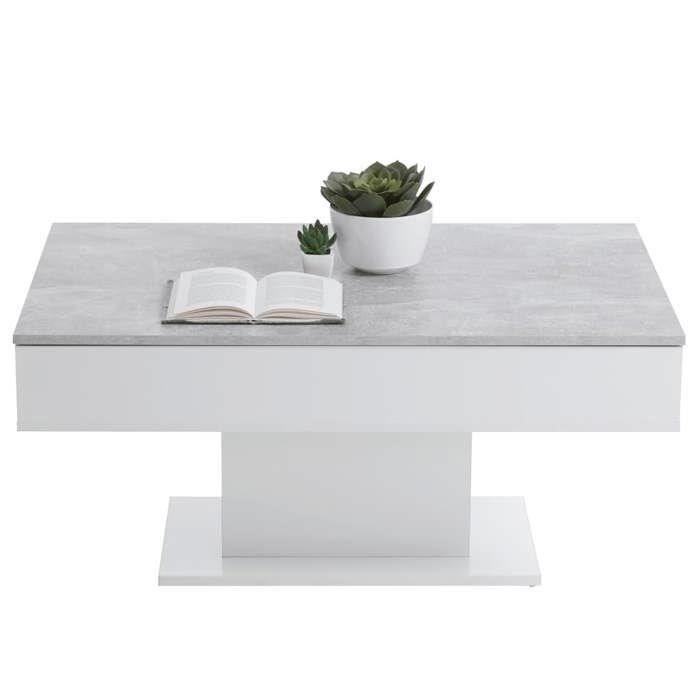 FMD Coffee Table Concrete Grey and White Side Table Sofa End Table Living Room 428686