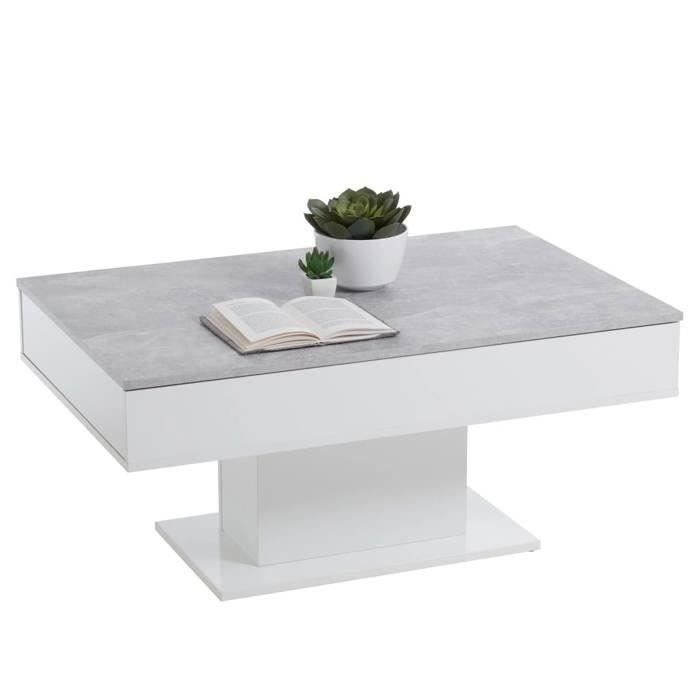 FMD Coffee Table Concrete Grey and White Side Table Sofa End Table Living Room 428686