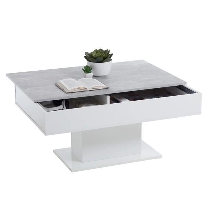 FMD Coffee Table Concrete Grey and White Side Table Sofa End Table Living Room 428686