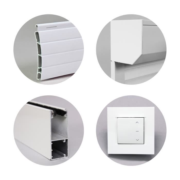 Double wall roller shutter H140 cm x L120 cm PVC Infreamed in width and height - Wireless electric maneuver - White color -