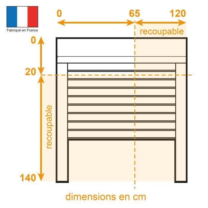 Double wall roller shutter H140 cm x L120 cm PVC Infreamed in width and height - Wireless electric maneuver - White color -