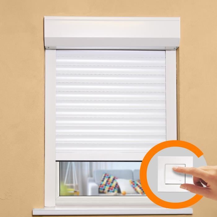 Double wall roller shutter H140 cm x L120 cm PVC Infreamed in width and height - Wireless electric maneuver - White color -