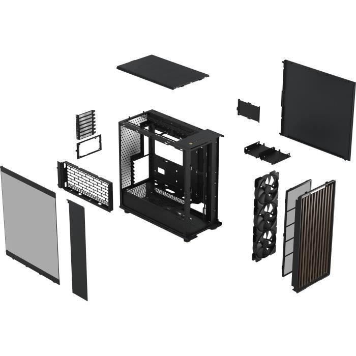 PC Case - FRACTAL DESIGN - North XL Charcoal Black TG Dark - FD-C-NOR1X-02 - E-ATX - Elegant wood and alloy design