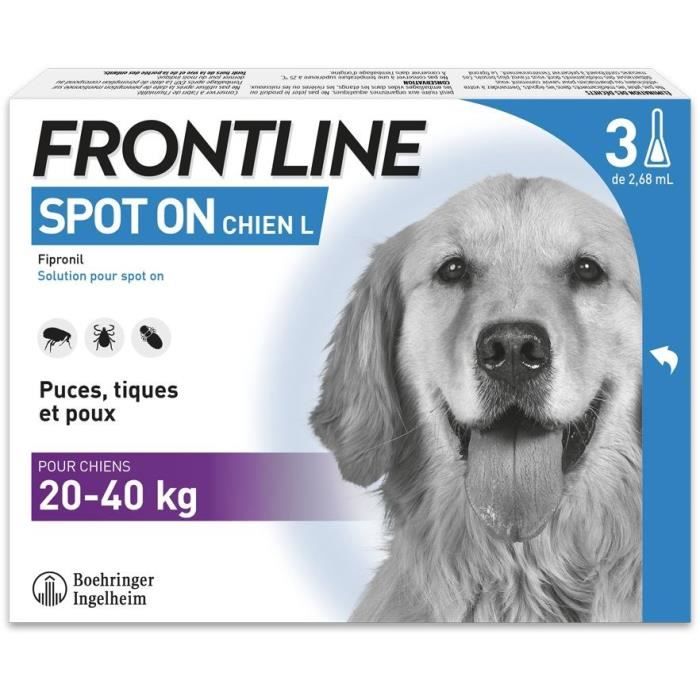 FRONTLINE 3 SPOT ON Antiparasitic Pipettes for Dogs - 20-40 kg - Fleas, ticks, lice