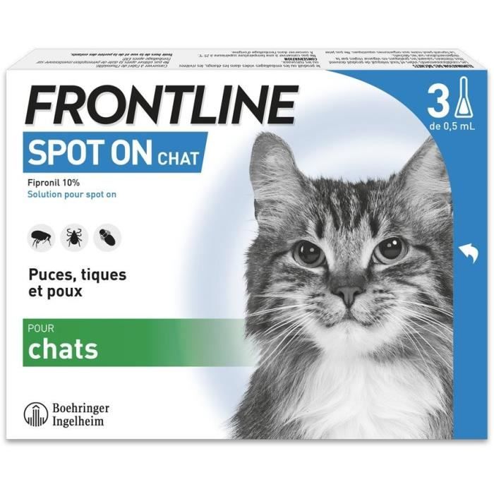 FRONTLINE 3 SPOT ON Cat Antiparasitic Pipettes - Fleas, ticks, lice