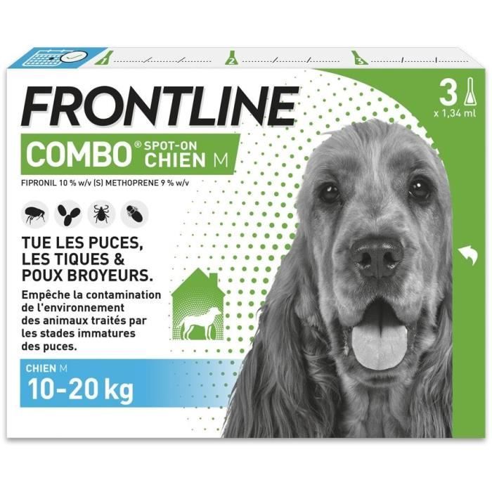 FRONTLINE 3 Antiparasitic pipettes COMBO Dog - 10 to 20 kg - Fleas, ticks, chewing lice