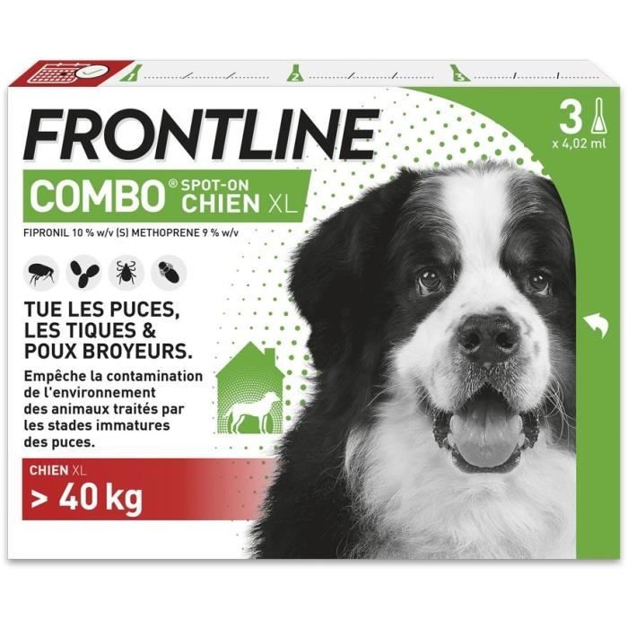 FRONTLINE 3 Antiparasitic pipettes COMBO Dog > 40 kg - Fleas, ticks, chewing lice