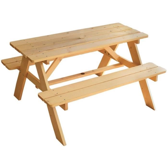 Garden furniture - FUN HOUSE - Wooden picnic table H.53 x W.95 x D.100 cm - Easy assembly!