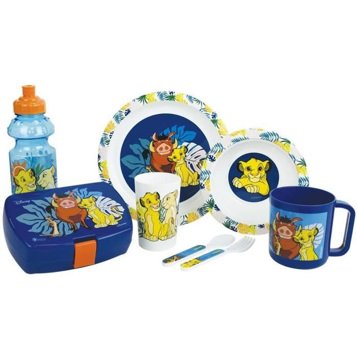 Disney The Lion King Tableware Set - FUN HOUSE - 006360 - Glass, Soup Plate, Flat Plate, Mug, Water Bottle, Snack Box Cutlery