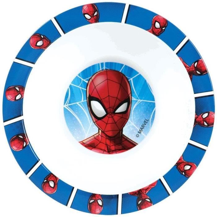 Tableware set - FUN HOUSE - SPIDERMAN - Glass, plate Ø22 cm and Ø16 cm, cutlery, water bottle and snack box